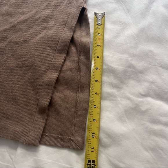 Rag & Bone Laila Long Sleeve Midi Sweater Dress Taupe Side Slit Zip Size Small - Picture 13 of 14